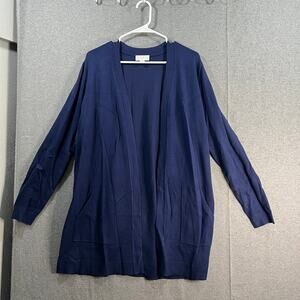 Belle by Kim Gravel Feather Knit Long Cardigan with Pockets Twilight Size Medium